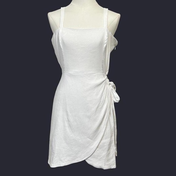 Gianni Bini Dresses & Skirts - Gianni Bini Women's Linen Blend Wrap Dress Side Tie Summer Coastal Beachy Sz 8